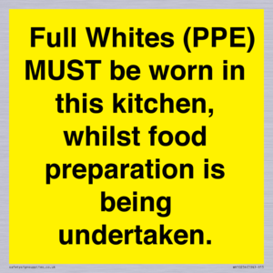  Full Whites (PPE) MUST be worn in this kitchen, whilst food preparation is being undertaken.